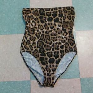 Leopard print one piece swimsuit